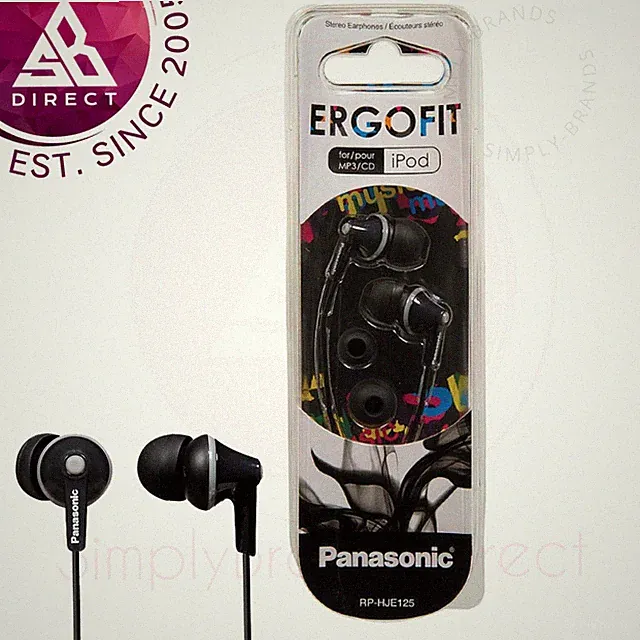 Panasonic RPHJE125 Ergofit Stereo In-Ear Ohrhörer Ohrhörer Sportkopfhörer - Schwarz