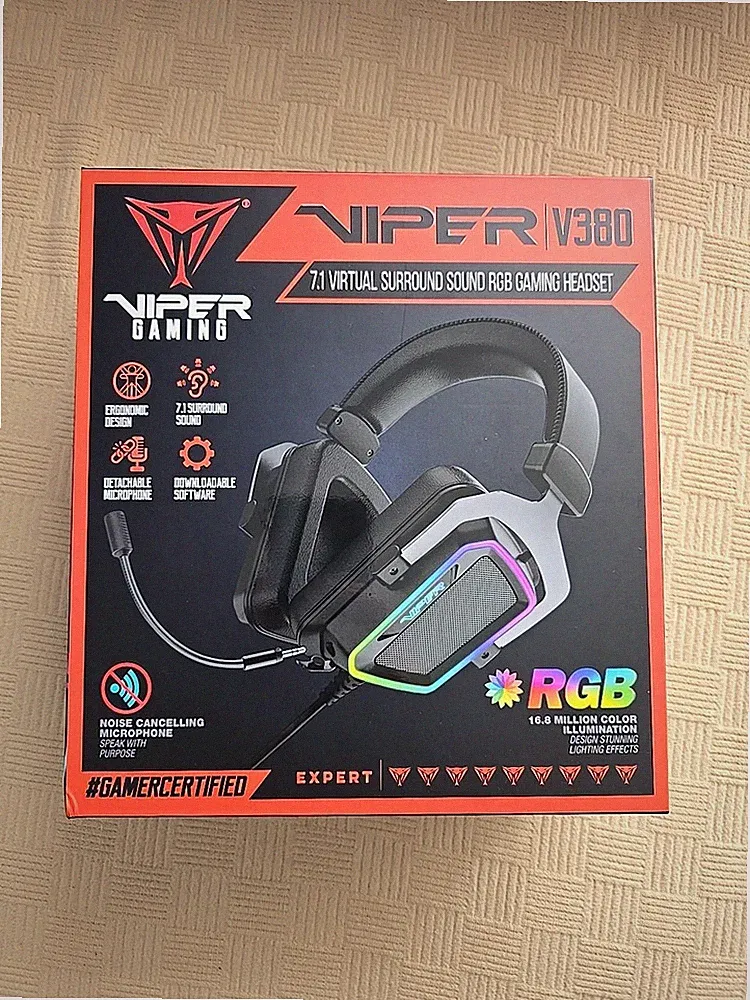 Patriot Headset Viper V380 Virtuelles 7.1 Surround Sound PC Gaming Kopfhörer RGB