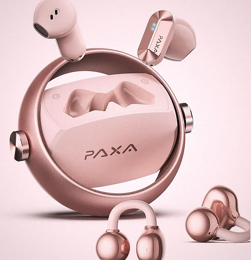 PAXA 2-in-1 Doppel-Set Clip On Kopfhörer Open Ear Kopfhörer Bluetooth 6.0 0ms V