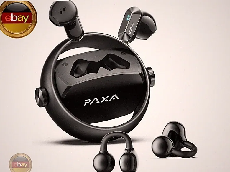 PAXA 2-in-1 Doppel-Set Clip On Kopfhörer Open Ear Kopfhörer Bluetooth 6.0 0ms V