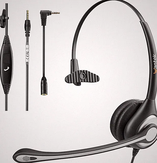 PC Headset Handy mit Mikrofon & Lautstärkeregler, PC Kopfhörer 3,5mm Klinke