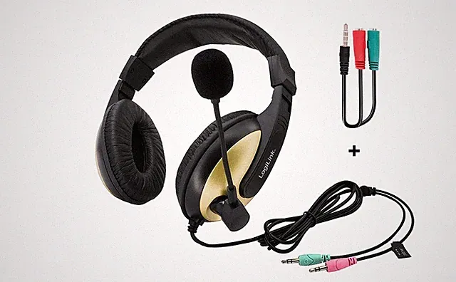 PC Headset kabelgebunden 3,5mm Klinke + Adapter Notebook Laptop Gaming Büro