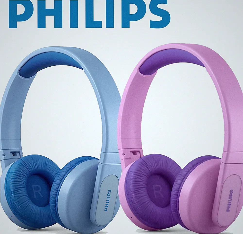 Philips Bluetooth Kinder Kopfhörer Blau Pink Kabellos LEDs Kindersicherung App