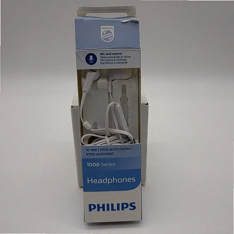 PHILIPS In Ear Kopfhörer E1105WT/00 mit Inline-Fernbedienung, Weiß