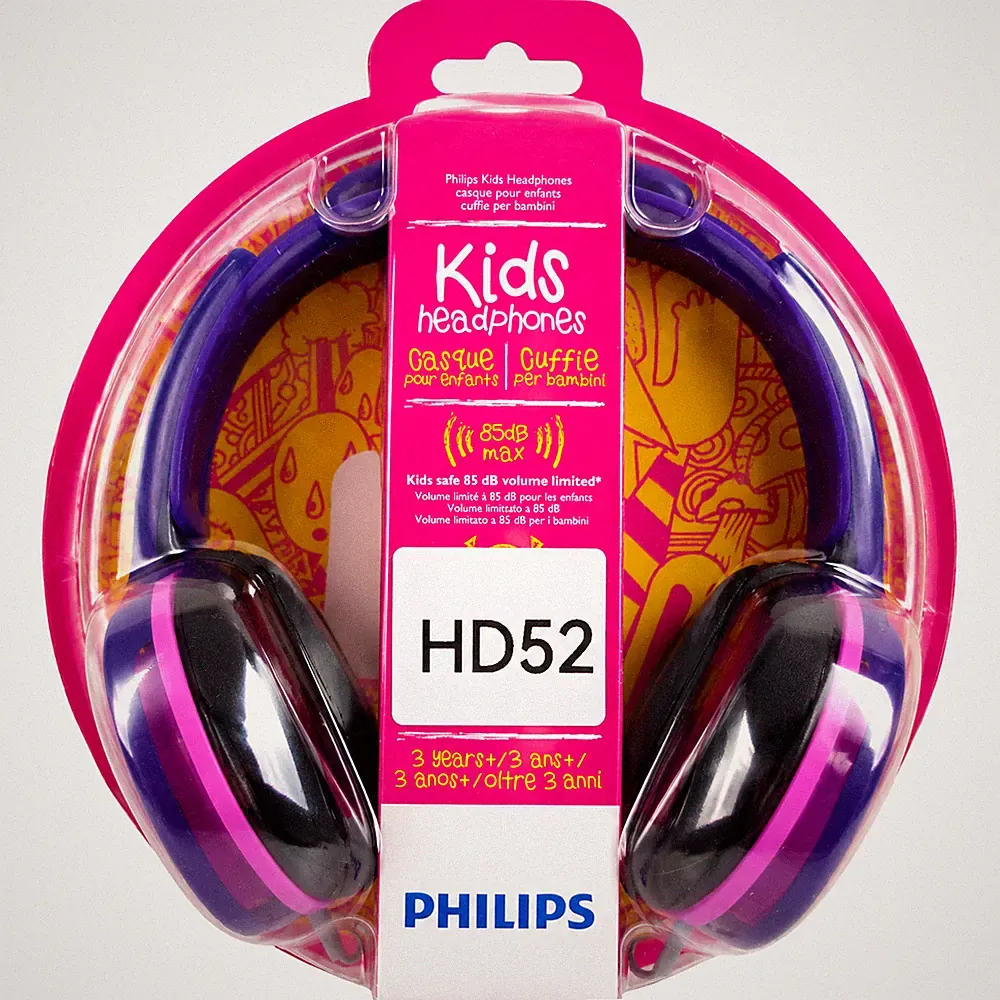 Philips Kinder Kopfhörer Pink Lila 85 dB Sichere Lautstärke Kabelgebunden...