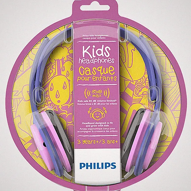 Philips Kinderkopfhörer SHK2000PK Rosa Lila Over Ear Stereo 85dB Sicher