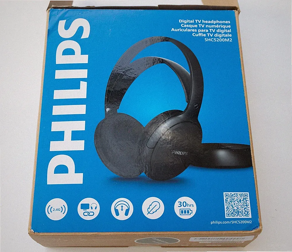 Philips SHC5200M2 Funkkopfhörer TV Over-Ear 30h Akku 2.4G Wechselakku Schwarz