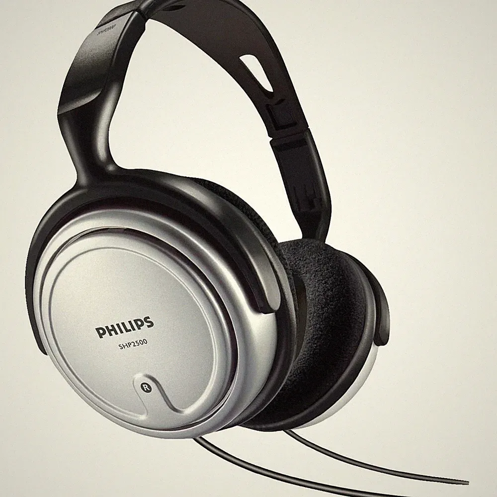 Philips SHP 2500/10 Over-ear Kopfhörer Schwarz/Silber kabelgebunden