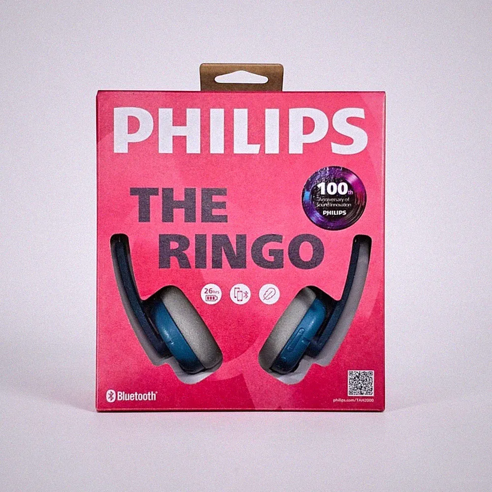 Philips TAH2000 RINGO Kabellose On-Ear-Kopfhörer Blau Retro-Design 100.Modell