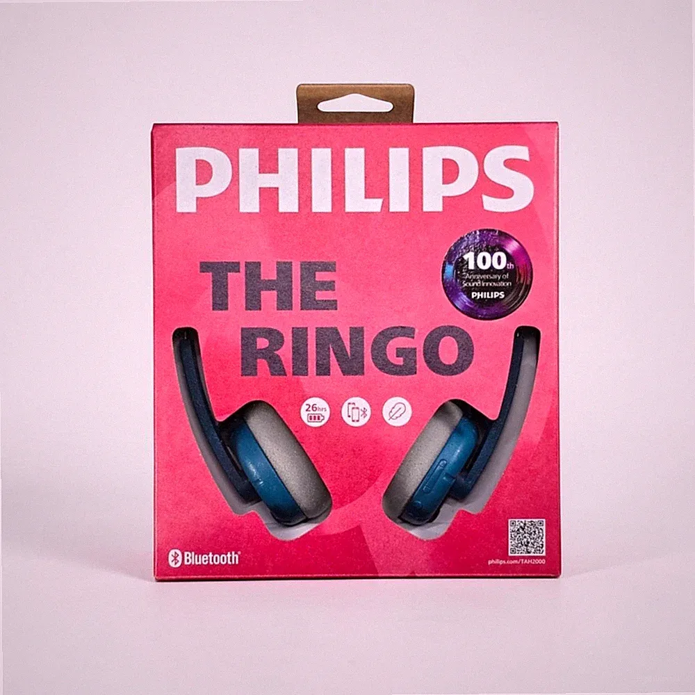 Philips TAH2000 RINGO Kabellose On-Ear-Kopfhörer Blau Retro-Design 100.Modell