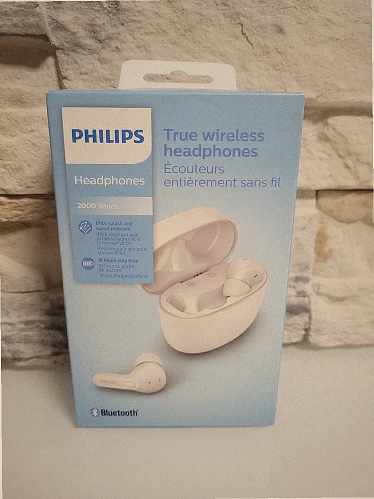 Philips True Wireless Kopfhörer Kabellos TAT2206 Bluetooth In-Ear IPX4 Weiß Neu