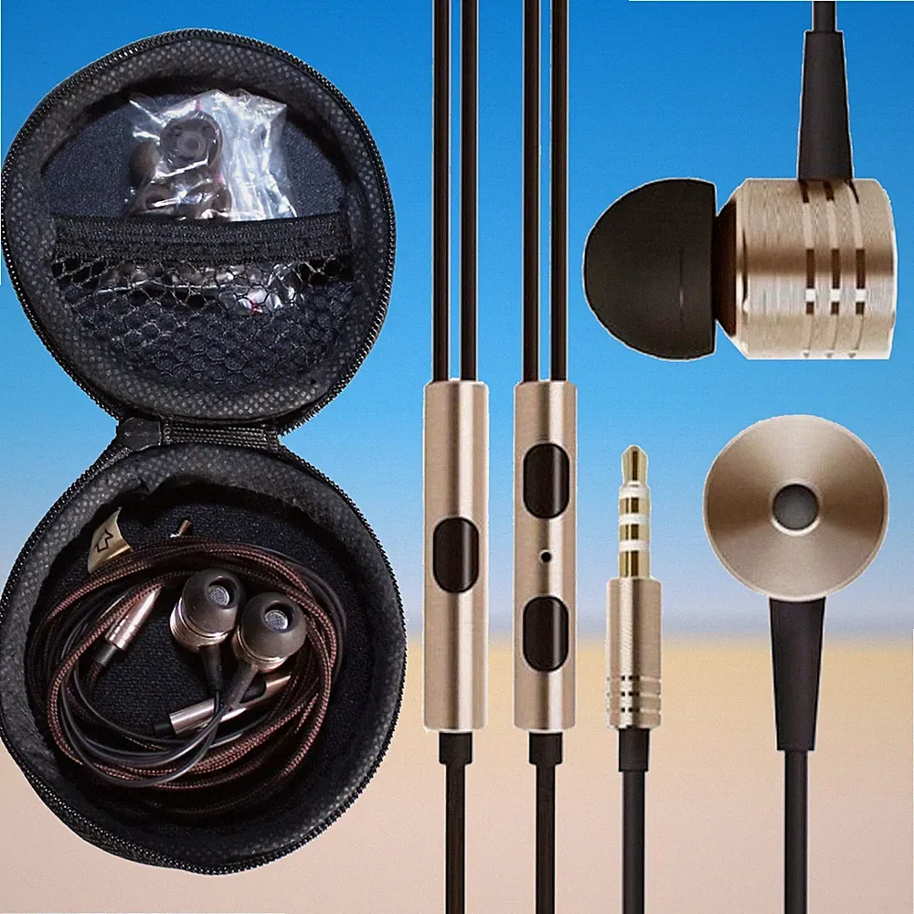 Piston Gold In-Ear Kopfhörer Ohrhörer Headset mit Hardcase für Xiaomi LG HTC