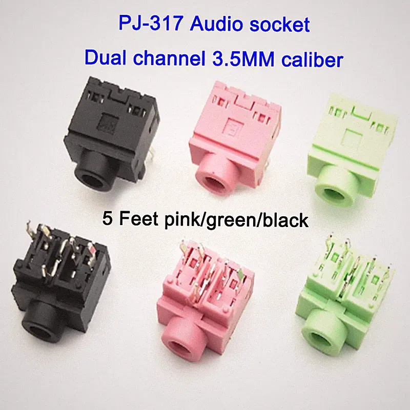 Pj317 Audio Buchse Zweikanal 3,5 mm Kopfhörerständer 5 Pin Pink/Grün/Schwarz