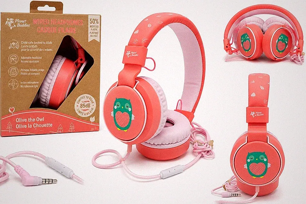 Planet Buddies Kinder Kopfhörer Olive the Owl Rosa Kabelgebunden 85dB Lautstärke