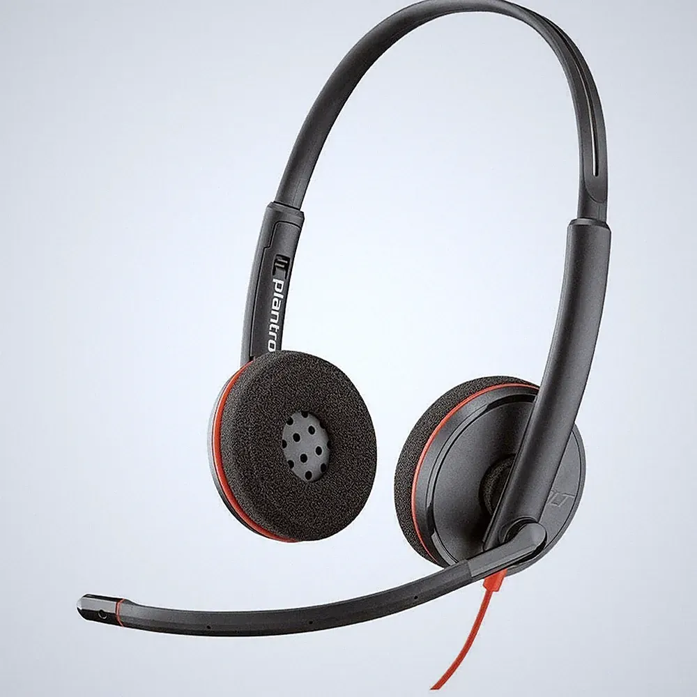 Plantronics Blackwire C3220 Stereo Headset USB-C On-Ear Kopfhörer Schwarz Rot