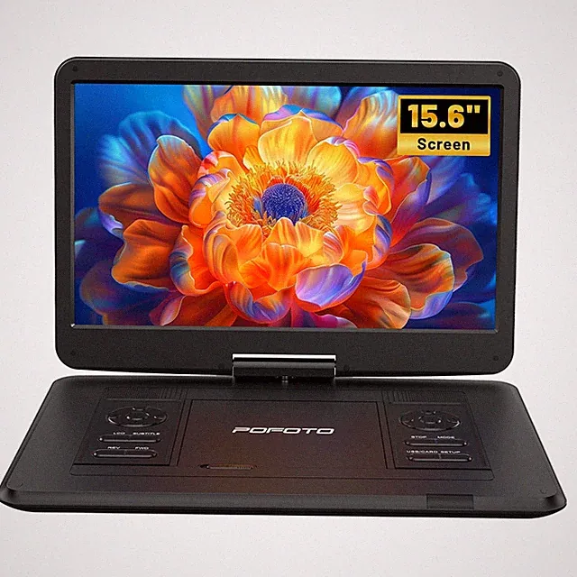 POFOTO 17,5'' Tragbarer DVD-Player -15,6'' Drehbarem HD-Display, 6h Akkulaufzeit