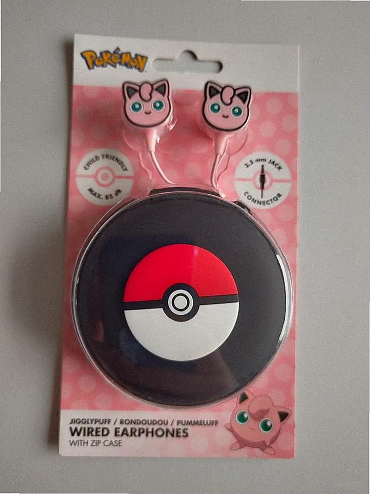 POKEMON - Pummeluff Kopfhörer Case In-Ear Pummeluff Kinder 85 dB Musik Audio NEU