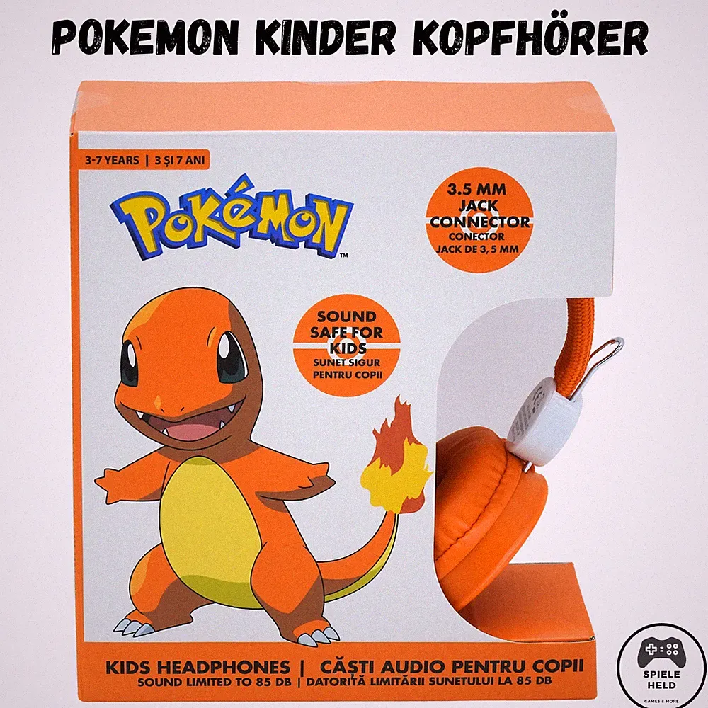 Pokemon Stereo Kopfhörer für Kinder angepasste Lautstärke Glumanda 3,5 Klinke