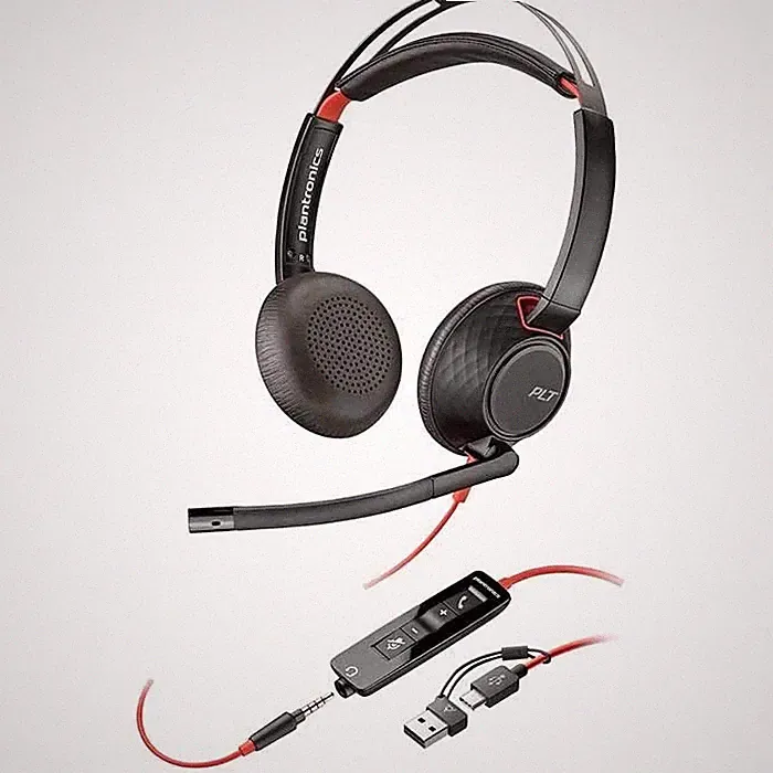 Poly Blackwire 5220 Stereo Kopfhörer USB-C Klinke 3,5 mm mit USB-C/A Adapter