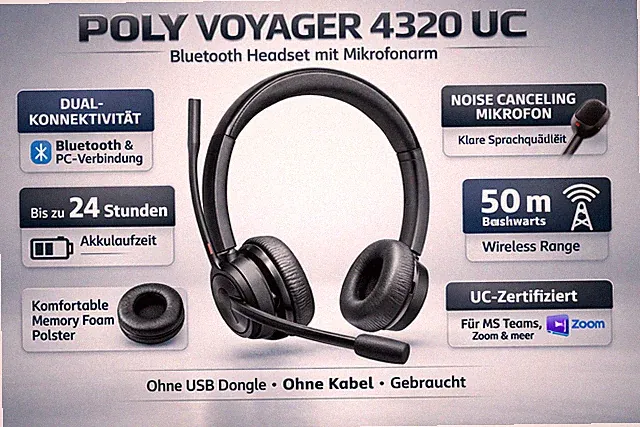 🎧 Poly Voyager 4320 UC | Bluetooth | NAC PC Gaming Kopfhörer Headphone Headset