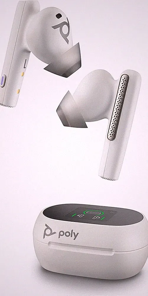 Poly Voyager Free 60+ UC MS Teams USB-C in Weiß In Ear Kopfhörer mit Geräuschunt