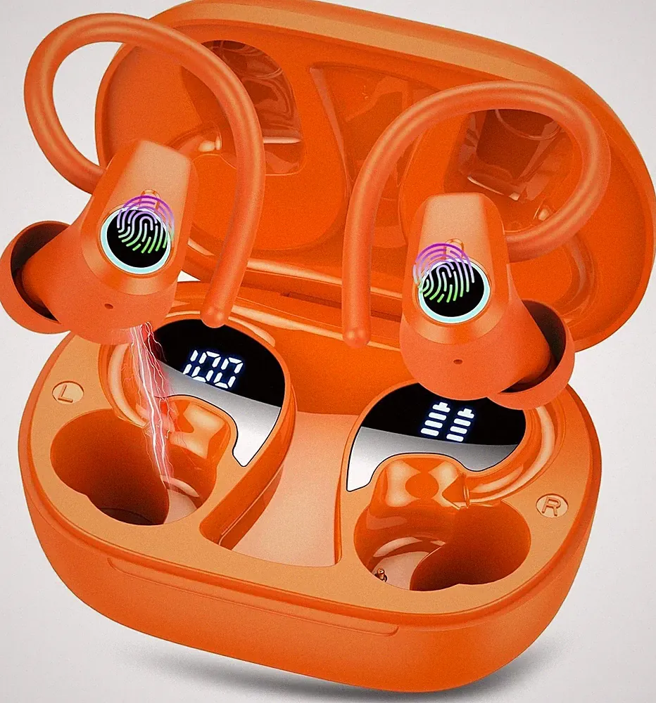 Poounur Bluetooth Kopfhörer Sport Bluetooth 5.3, 50 Std mit 4 ENC LED-Anzeige