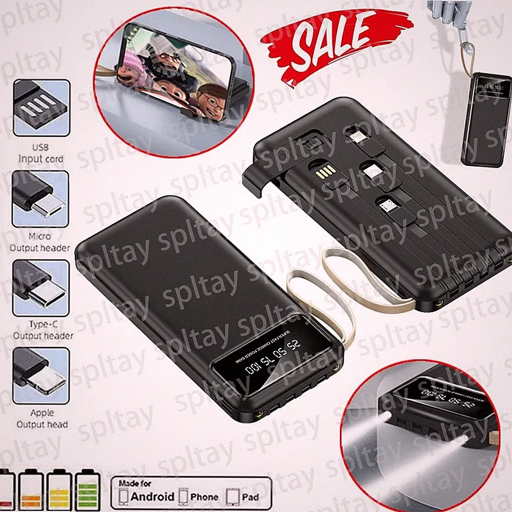 Powerbank Extern 50000mAh mit Kabel USB für Handy Tablet Kopfhörer Smartphone