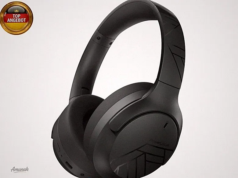 PowerLocus Bluetooth Kopfhörer Over Ear, 60 Stunden Spielzeit, Schwarz