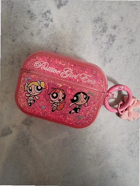 Powerpuff Mädchen Rosa Glitzer AirPods Pro Kopfhörer Hülle, Ring Riemen, 14+