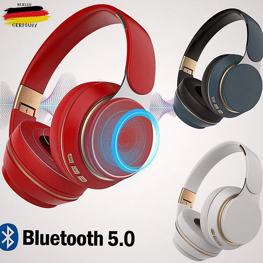 Premium Bluetooth Kopfhörer HiFi Stereo On Over Ear Faltbares Wireless Headset