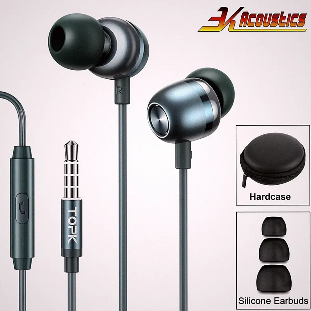 Premium Metall Headset In-Ear Kopfhörer F36 Surround Super Bass Grün Hardcase
