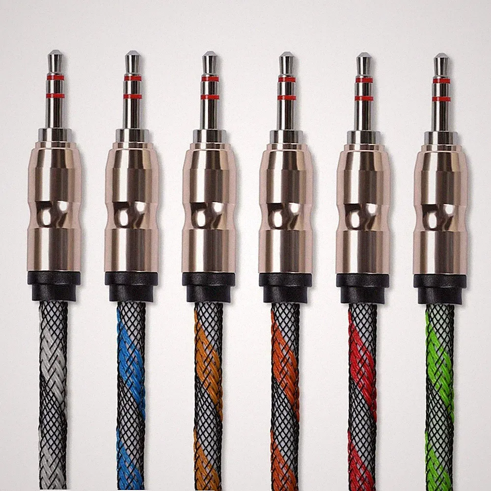 Premium Stereo Kopfhörer Anschlusskabel Nylon 1m 3,5mm Klinke Stecker>Stecker T1