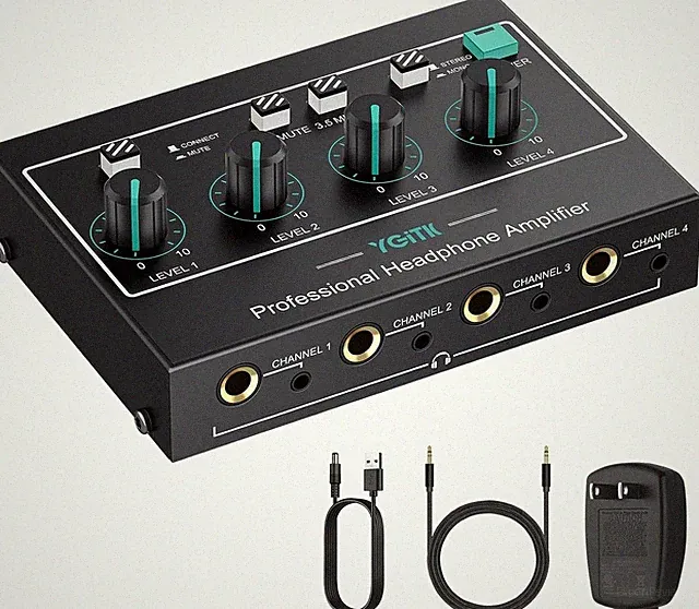 Professioneller 4-Kanal Kopfhörerverstärker, tragbarer Stereo-Audioverstärker
