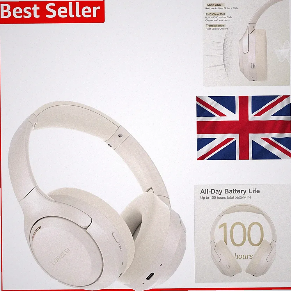 QC60 Hybrid ANC Kopfhörer Kabellos Bluetooth Over-Ear 60H Beige Weiß