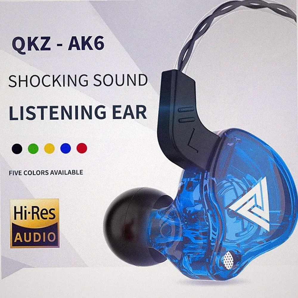 QKZ AK6 Hi-Res In-Ear-Kopfhörer Ohrhörer 105dB mit HD Mikrofon Bass Boost Blau