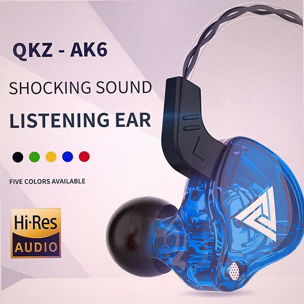 QKZ AK6 Hi-Res In-Ear-Kopfhörer Ohrhörer 105dB mit HD Mikrofon Bass Boost Blau
