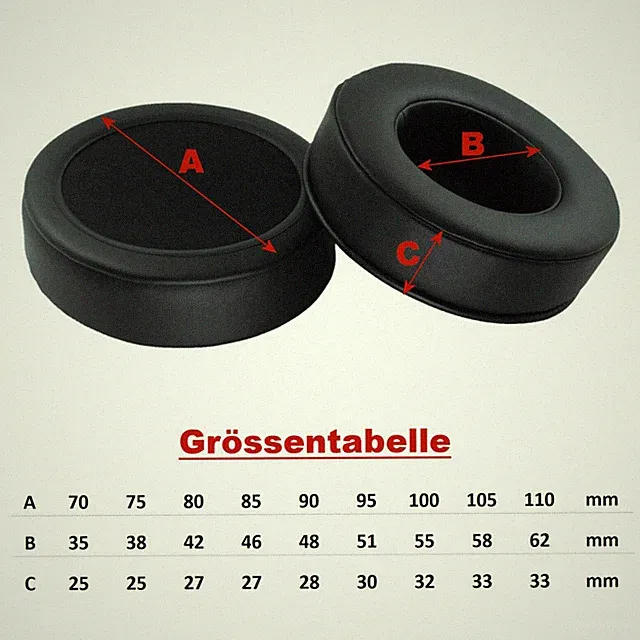 Qualität Ersatz Ohrpolster extra dick für Kopfhörer 70mm - 120mm Durchmesser