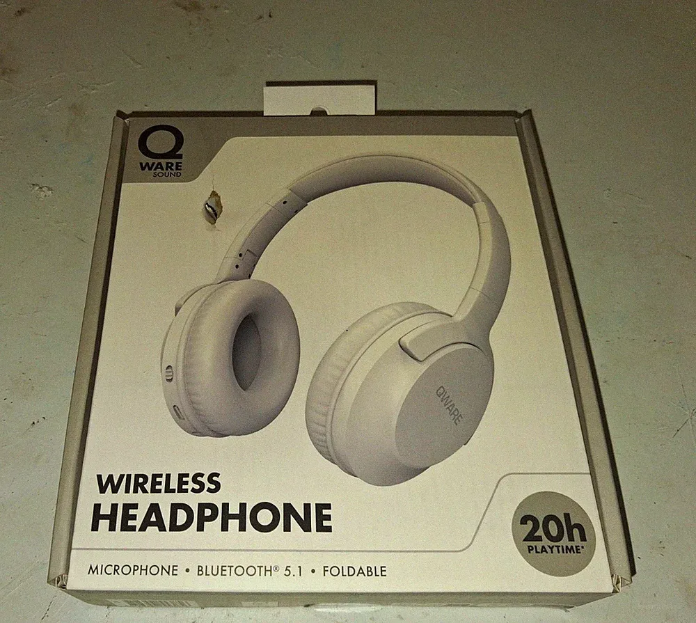 Qware Wireless Headphone Over-Ear Kopfhörer Bluetooth 5.1 Mikro, faltbar, Weiß