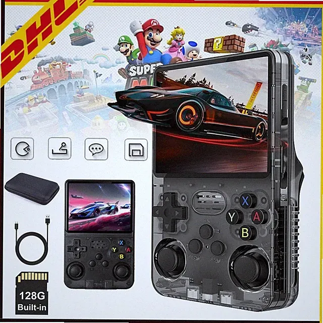 R36S Handheld Videospiel Konsole Retro Handheld Spielkonsole 32G+128G Schwarz DE