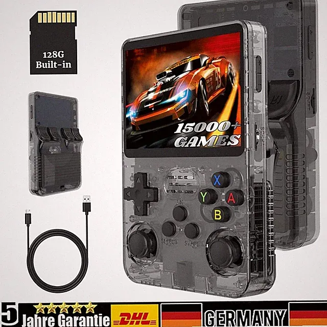 R36s Retro Handheld Videospiel Konsole-21000 Spiele vorinstalliert -128GB-DE