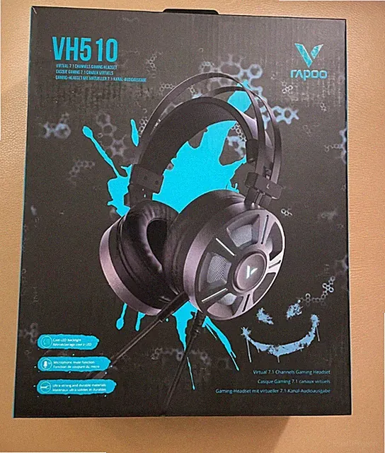 Rapoo VH510 Kopfhörer Kabel Gaming Headset Virtual 7.1 Surround Schwarz Brandneu