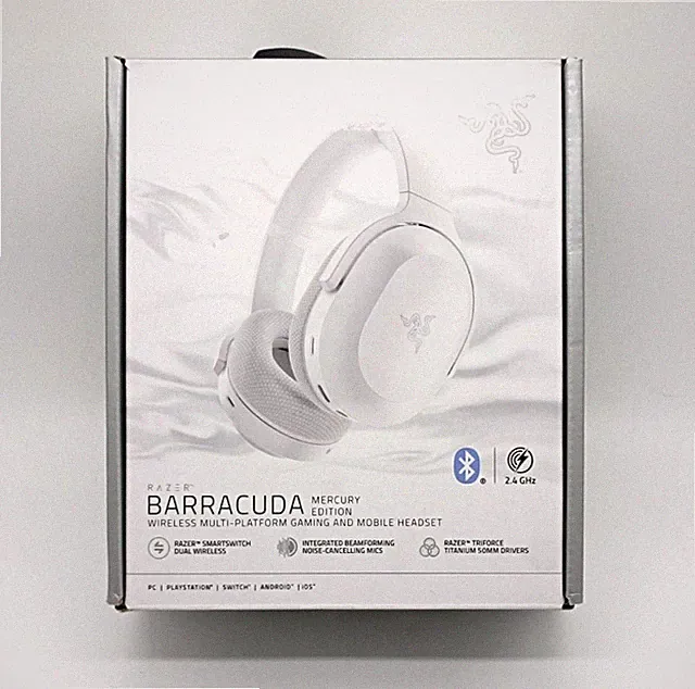 Razer Barracuda Kabelloses Gaming-Headset mit Hybrid ANC - OHNE POLSTER Weiß