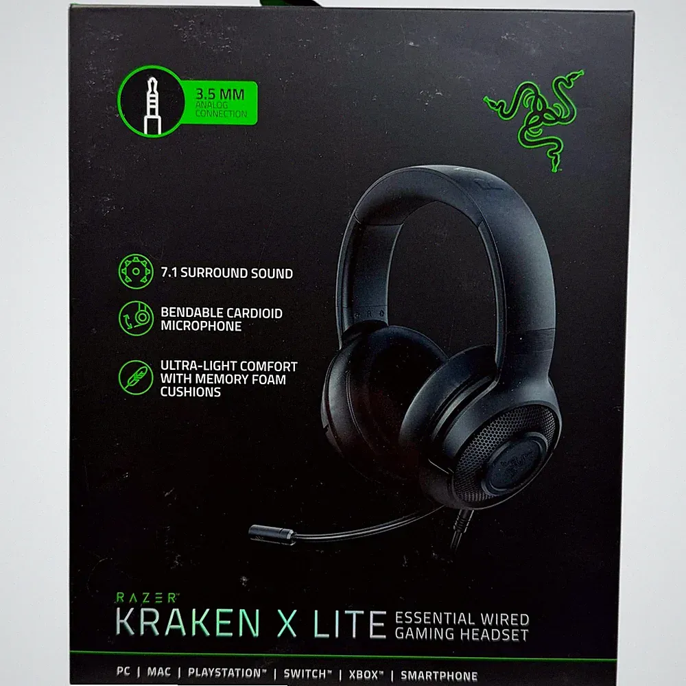 Razer Kraken X Lite Gaming-Headset Schwarz 7.1 Surround Sound PC PS4 Xbox NEU