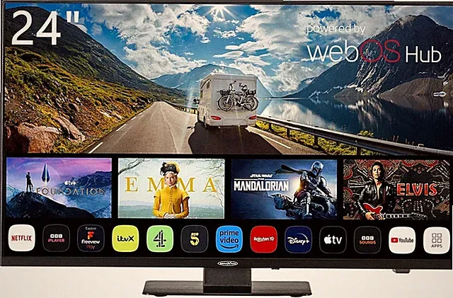 Reflexion LDDX24iBT-B rahmenloser Smart LED-TV mit Triple Tuner, DVD, 12/24/230V