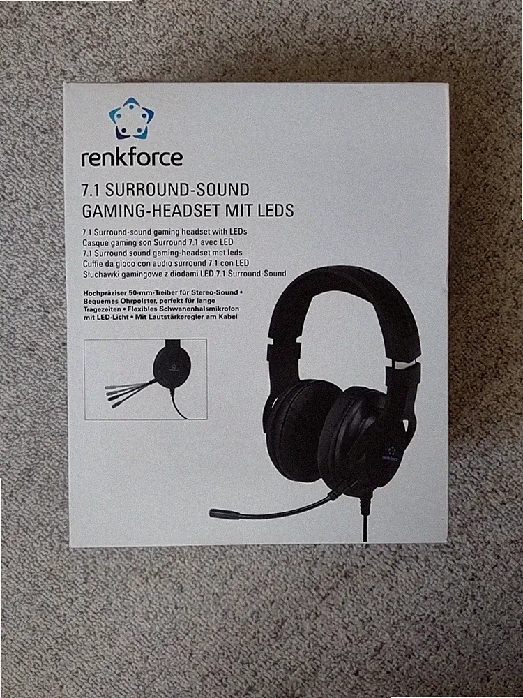 Renkforce Gaming Headset schwarz USB schnurgebunden mit LEDs 7.1 Surround-Sound