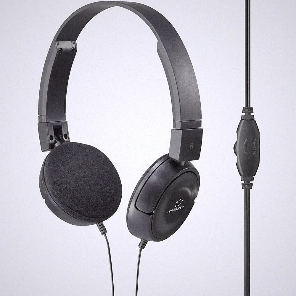 Renkforce RF-HS-130 On Ear Kopfhörer kabelgebunden Stereo Schwarz