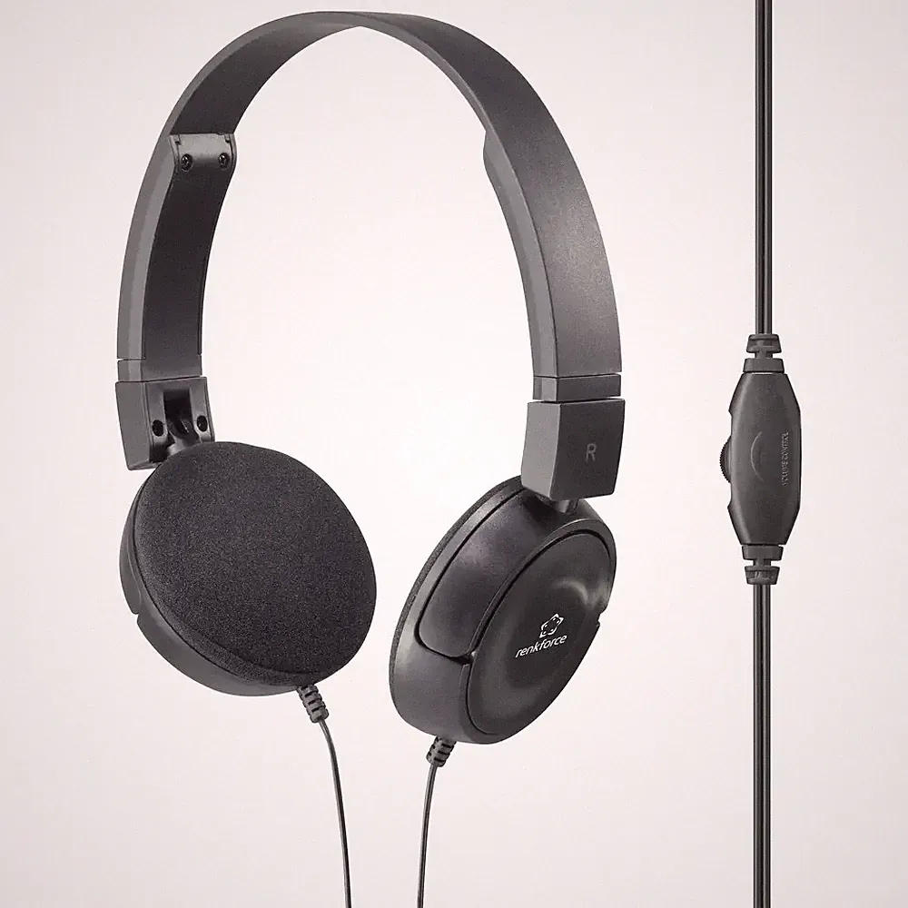 Renkforce RF-HS-130 On Ear Kopfhörer kabelgebunden Stereo Schwarz