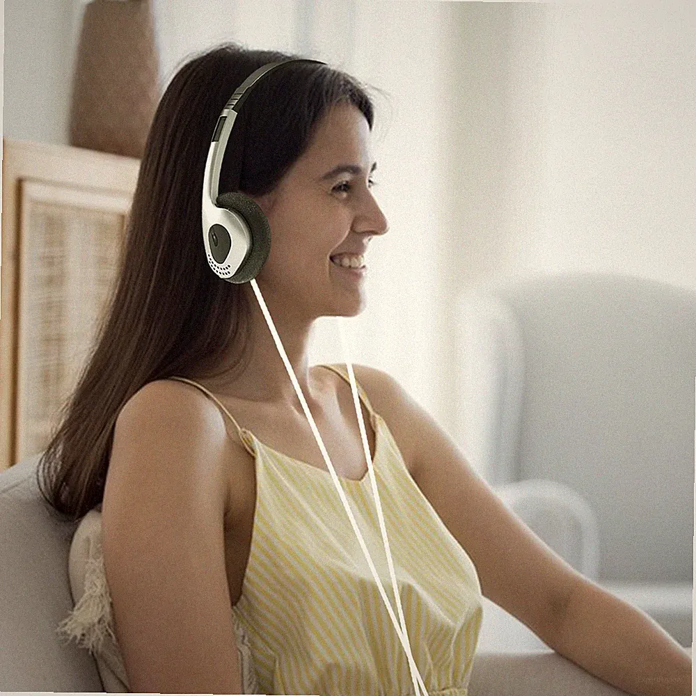 Retro-Kopfhörer mit Kabel, leicht, Stereo-Schaumstoff-Over-Ear-Headsets, Geräu
