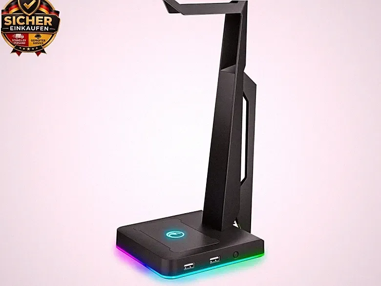 RGB Gaming Headset Ständer mit 2 USB Ports, Game Kopfhörer Halterung für PC, Xb