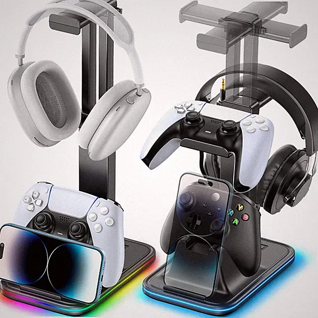 RGB Gaming Headset Ständer mit Controller Halterung & Handy Ablage Gadget